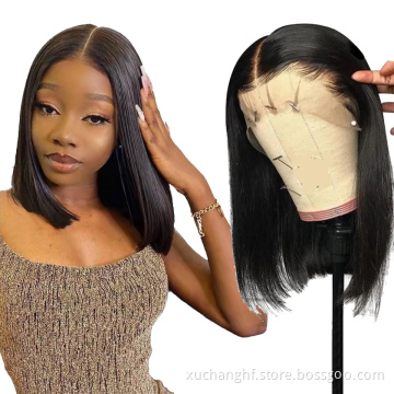Cheap Price 8 Inch Short Straight Bob Wig Vendor Wholesale Mink Peruvian Human Hair Swiss Lace Front Closure Wig For Black Women